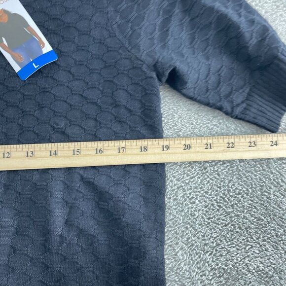 Ella Moss Womens Black Textured Knit Short Sleeve V-Neck Sweater Top L NWT 1834 - Picture 7 of 9